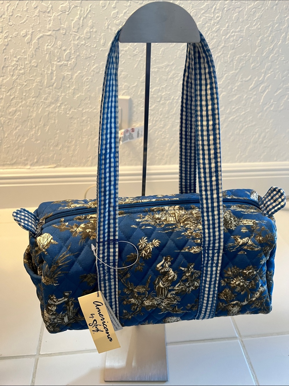 AMERICANA by SHARIF NWT BLUE QUILTED SATCHEL